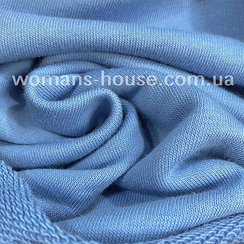 Трикотажна тканина тринитка без начіса (Петля) хб Туреччина 180 см Блакитний