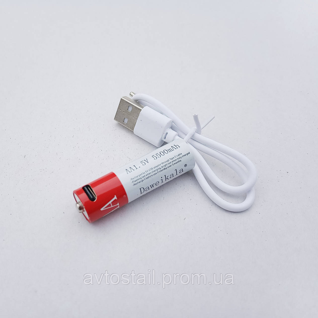 Батарейка AA перезаряджається від USB-Type-C 5500mAh 1.5V акумулятор, багаторазова