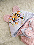 Літній конверт з принтом Тигреня для новонароджених дівчаток, рожевий, фото 2
