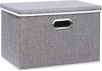 Ящик для хранения одежды, водонепроницаемая корзина , с крышками и ручками (серый)