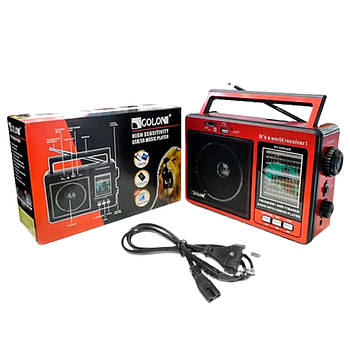 Радіоприймач з LED-ліхтарем, TF і USB, FM/SW/AM, GOLON RX-006 / Портативне акумуляторне FM-радіо