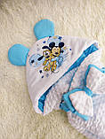 Демісезонний конверт ковдра з Діснеївським принтом для новонароджених хлопчиків, білий з блакитним, фото 2