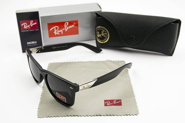 Сонцезахисні окуляри RAY BAN поляризаційні UV400 (арт. P2152) чорні матові, фото 4