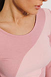 Жіночий обтислий топ із довгим рукавом і вставкою, фото 2