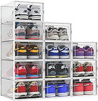 12 ящиків для зберігання взуття, прозорі пластикові контейнери для взуття, що штабелюються.
