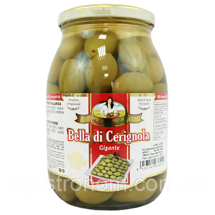 Оливки з кісточкою Белла Контадіна гіганти Bella Contandina 600/950g 6шт/ящ (Код: 00-00013691)