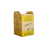 Контейнер картонний 24 л з ручками та жовтим пакетом для утилізації медичних відходів