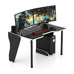 Ігровий робочий стіл 150 см Ігровий комп'ютерний стіл для геймера GT15 Комп'ютерні столи геймерські Чорно-білий