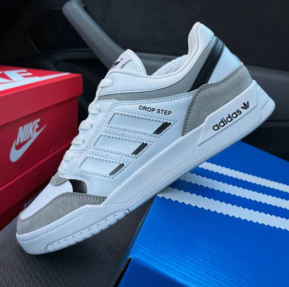 Чоловічі кросівки Adidas Drop Step Low весна-осінь демісезонні білі з сірим. Живо фото. Топ, фото 1