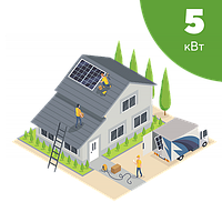 Go Автономна сонячна електростанція Елітна на 5 кВт станція з панелями батареями та акумулятором для будинку