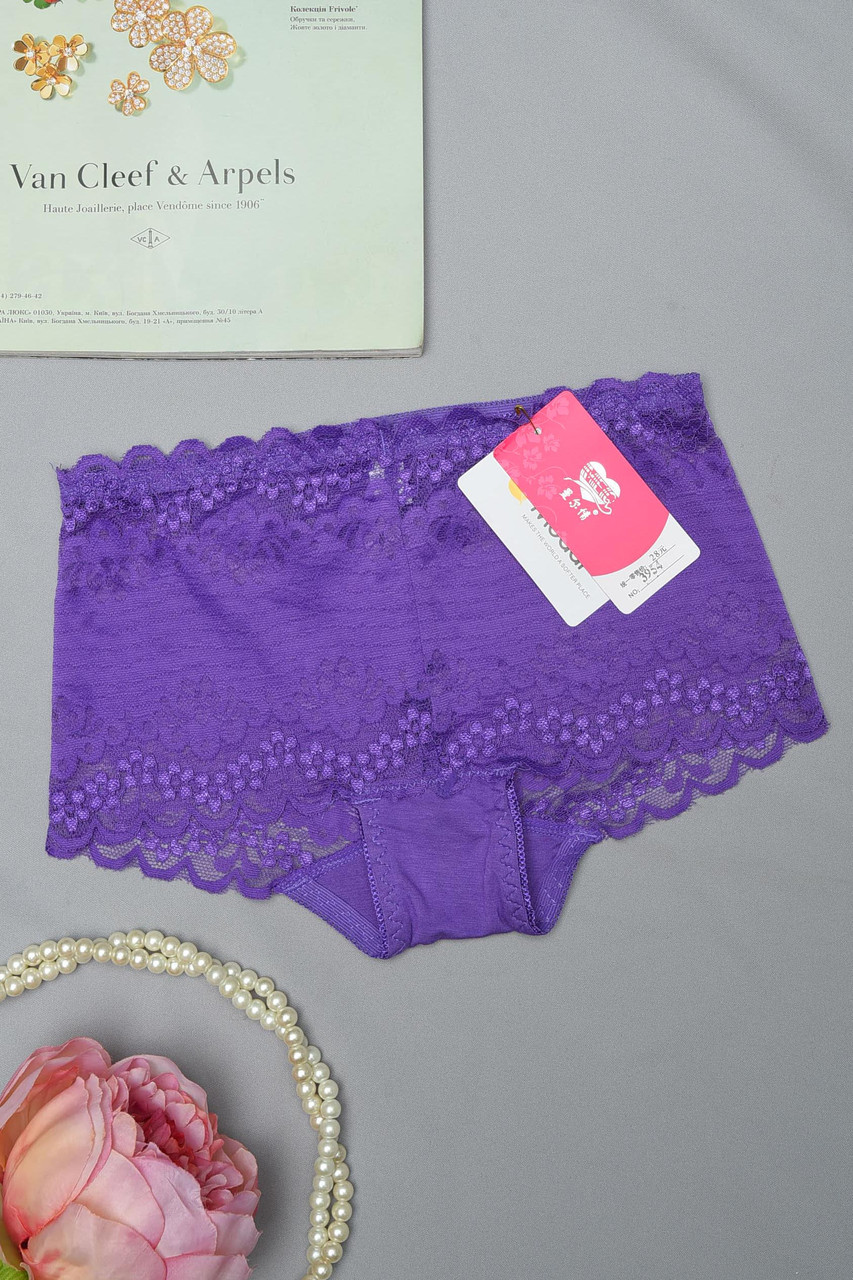Труси жіночі гіпюрові фіолетового кольору розмір 40-42 154979T Безкоштовна доставка