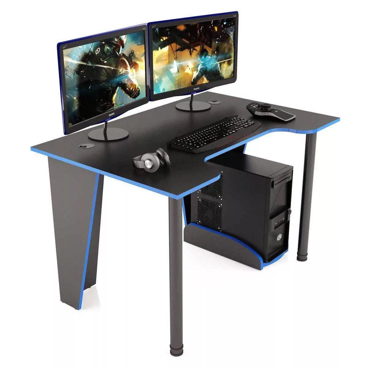 Ігровий стіл для комп'ютера геймерський 120 см Сучасний комп'ютерний стіл XG12 ПК геймерські столи Чорно-синій