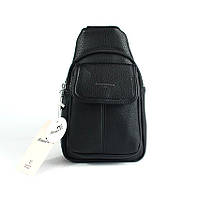 Сумка слинг женская черного цвета на одно плечо, Нагрудный молодежный маленький рюкзак мини сумочка на грудь