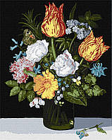 Картина по номерам Ideyka KHO3223 Натюрморт с цветами в стакане ©Ambrosius Bosschaert de Oude, 40х50см.