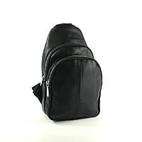 Жіночий маленький рюкзак слінг нагрудний чорний на одне плече, Молодіжна модна чорна сумочка рюкзачок