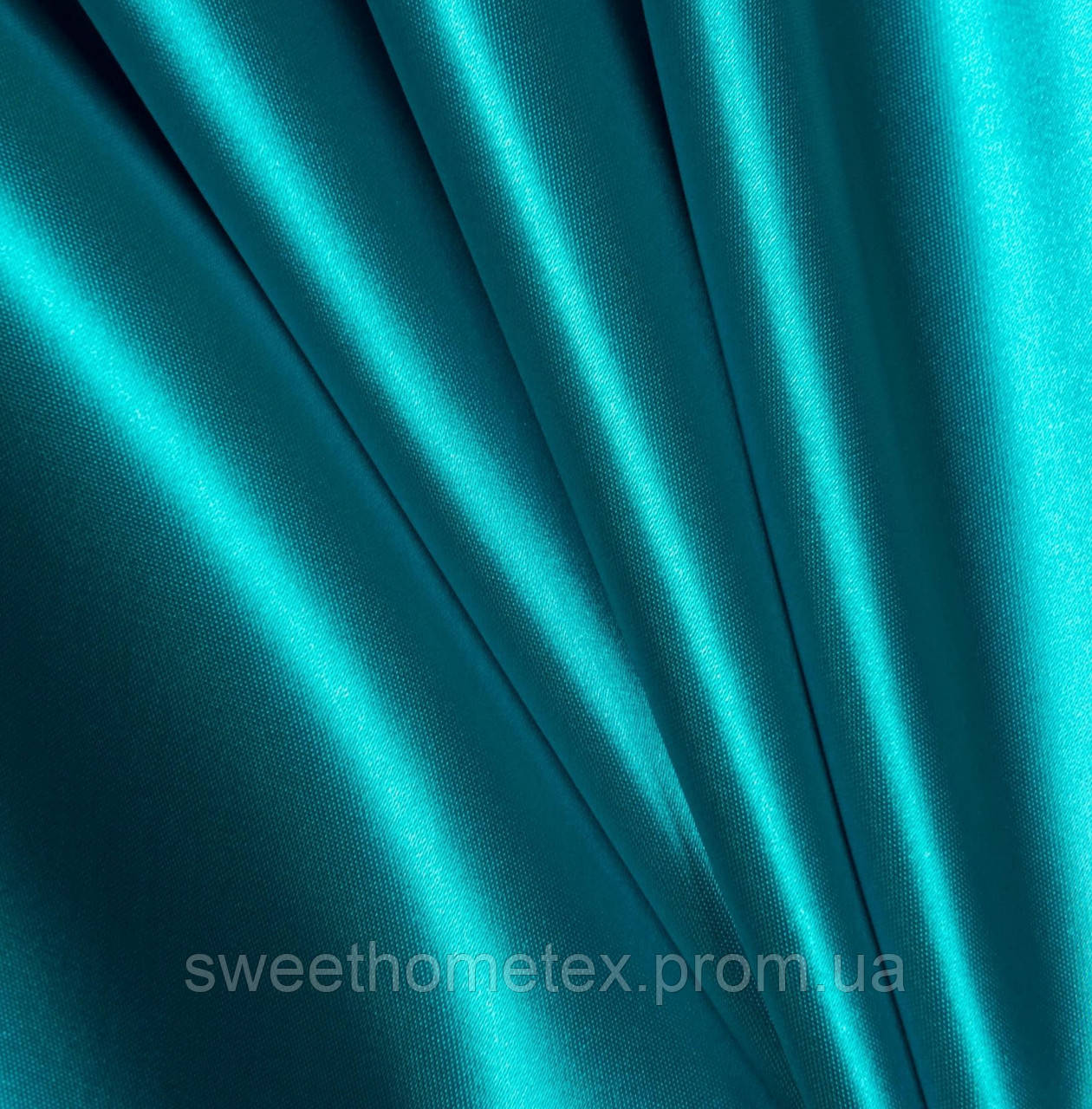 Тканина атлас щільний для платтів блузок костюмів скатертин темно-бірюзова