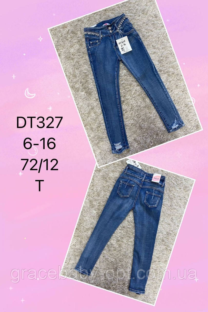 Джинси для дівчат оптом, S&D, 6-16 років, № DT327, фото 1