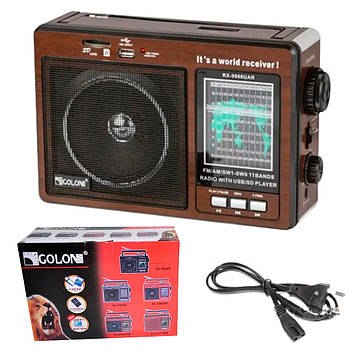 Радіоприймач акумуляторний, TF і USB, 1800мАг, GOLON RX-9966UAR / Портативне акумуляторне FM-радіо