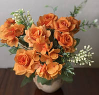 Букет троянд з гортензією помаранчевий
