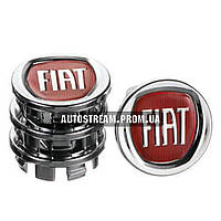 Колпачки на литые колесные диски с логотипом Fiat 49x43 мм, 4 шт, серые, красные, хром