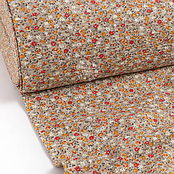 Тканина жатка (гофре) шириною 240 см "Квітуча галявина" на темно-бежевому, №4493