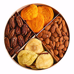 Подарунковий набір з сухофруктами без цукру та горіхами у круглому боксі