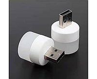 USB LED лампочка цилиндрическая, холодный свет белая