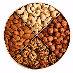 Подарунковий набір з горіхами в круглому боксі