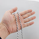 Товстий срібний ланцюжок якір гранений. Подвійний Біт чоловіча масивна цепочка на шию срібло 925 60 см, фото 7