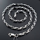 Товстий срібний ланцюжок якір гранений. Подвійний Біт чоловіча масивна цепочка на шию срібло 925 60 см, фото 6