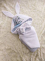 Летний конверт одеяло с принтом Зайчик для новорожденных, белый
