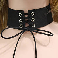 Оксамитовий чокер-кольє жіночий на шнурівці, Чорний