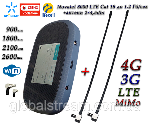 4G WiFi роутер Verizon MiFi 8000 (8800) Cat18 до 1.2 Гб/сек (4400mAh)(KS,VD,Life) + 2 антенны 4G(LTE) Укр.меню