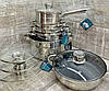 Набір кухонного посуду Rainberg RB-601 з нержавіючої сталі, 12 предметів, фото 2