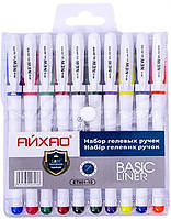 Ручки гелевые разноцветные (0.5 мм, набор 10 цветов) ET801-10