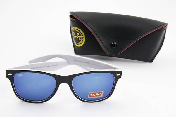 Сонцезахисні окуляри RAY BAN UV400 (арт. RB2140) сині дзеркальні лінзи в чорно-білій оправі, фото 6