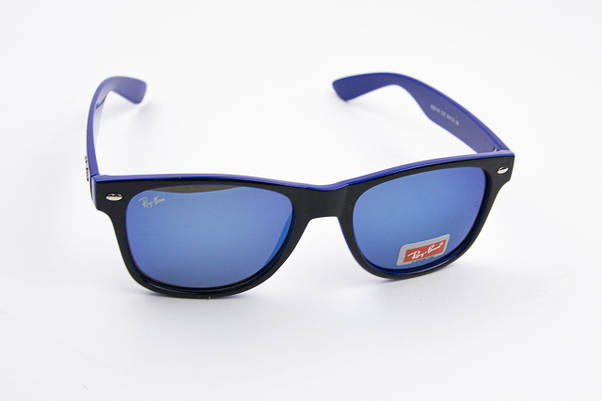 Сонцезахисні окуляри RAY BAN UV400 (арт. RB2140) сині дзеркальні лінзи в чорно-синій оправі, фото 4