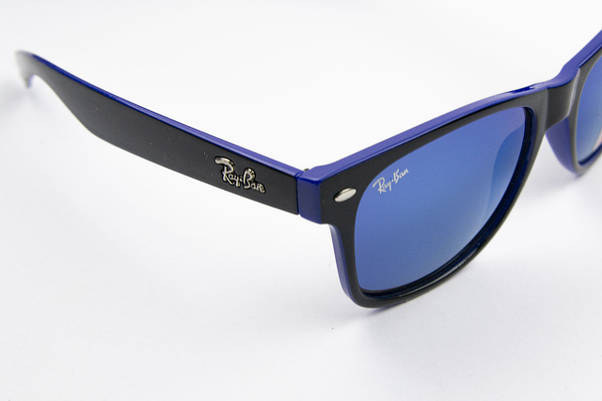Сонцезахисні окуляри RAY BAN UV400 (арт. RB2140) сині дзеркальні лінзи в чорно-синій оправі, фото 3