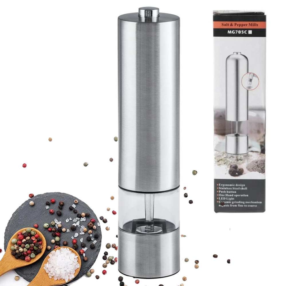Електричний млин для солі та перцю подрібнювач MG705C для спецій з керамічними жорнами, фото 1