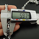 Товстий срібний ланцюжок якір гранений. Подвійний Біт чоловіча масивна цепочка на шию срібло 925 60 см, фото 5