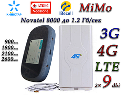Комплект 4G+LTE+3G WiFi Роутер Verizon MiFi Novatel 8000 до 1.2 Гб/сек з антеною MIMO 2×9dbi