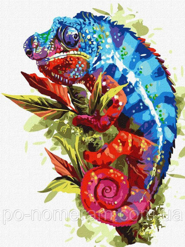 Акційна Картини за номерами Ідейка Яскравий хамелеон (KHO4467) 30 х 40 см, фото 1