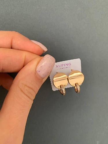 Купить Серьги круглые монетки медицинское золото xuping, цена 150 ...