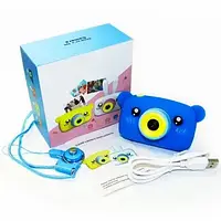 Цифровой детский фотоаппарат X500 Мишка голубой + чехол голубой