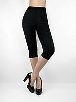 Жіночі трикотажні бриджі 6XL-8XL Капрі чорного кольору з поясом на гумці, фото 4