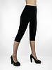 Жіночі трикотажні бриджі 6XL-8XL Капрі чорного кольору з поясом на гумці, фото 6