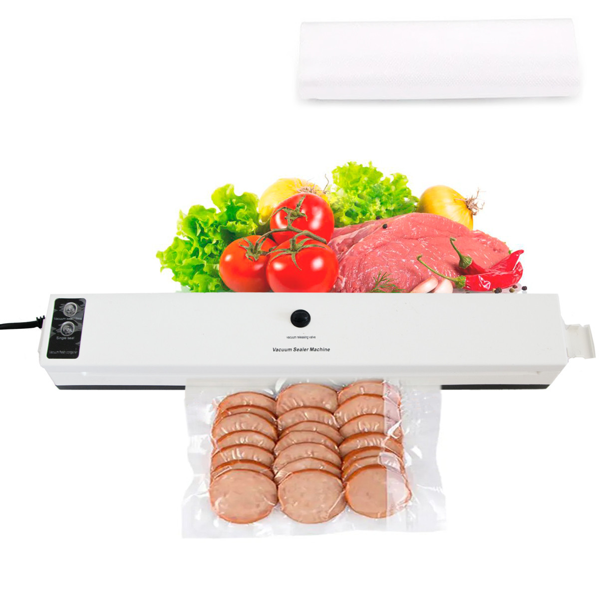 Вакуумний пакувальник Keep freshness BT-01 Біло-Чорний побутовий вакууматор для продуктів і запаяння пакетів (ST)
