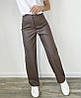 Прямі шкіряні брюки жіночі "Marron"I Розпродаж моделі, фото 3