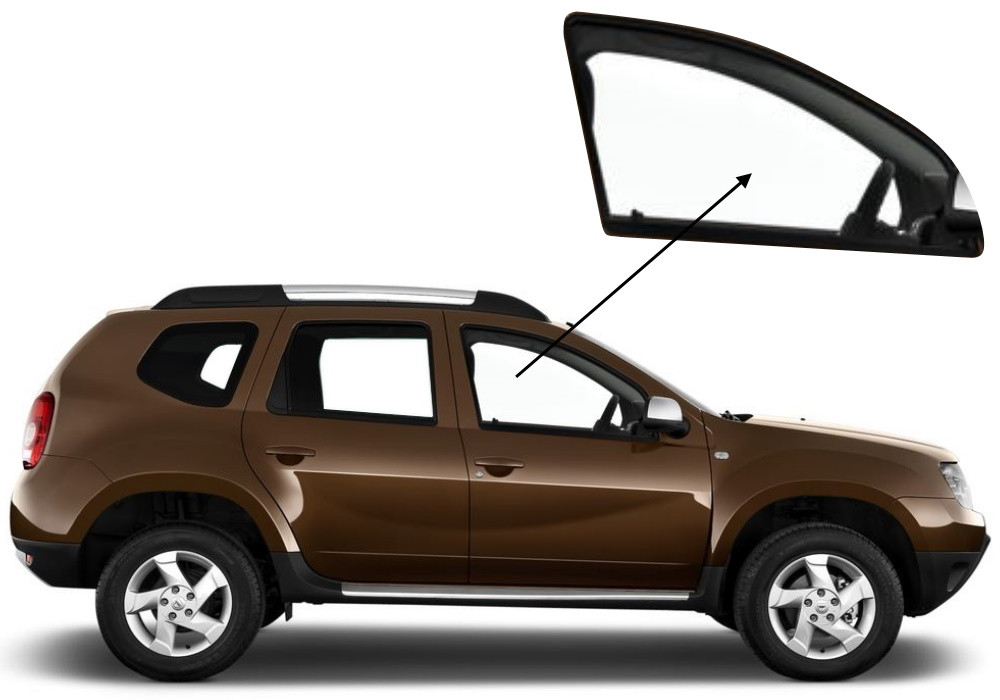 Бічне скло Dacia Duster 2010-2017 передніх дверей праве