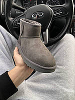 UGG mini Grey жіночі уггі на зиму. Уггі з хутром жіночі. Класні жіночі уггі., фото 3